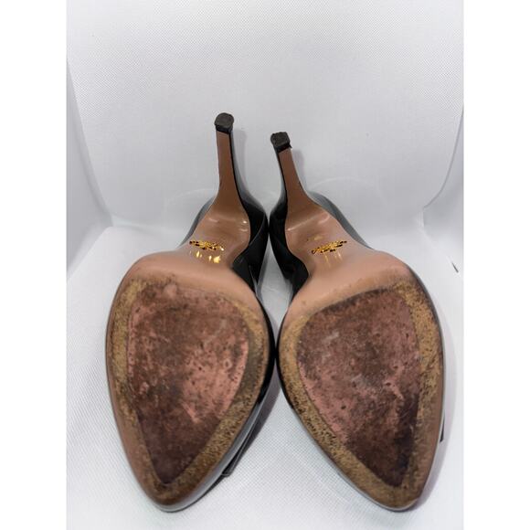 Prada Grey Patent Leather Peep Toe Stiletto Platform Pumps [EU 39 / US 9] - Picture 6 of 7